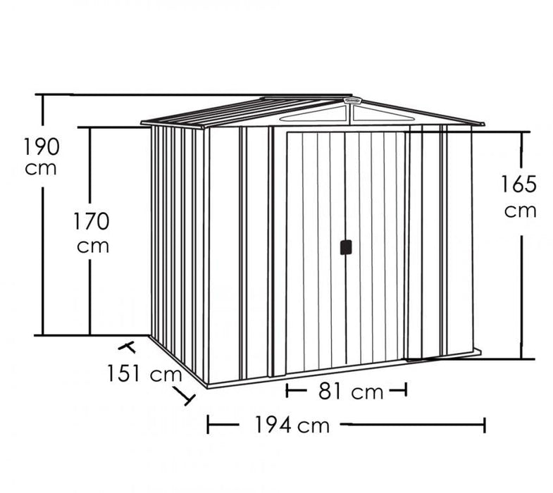 Metall Gerätehaus 6x5 grau 194x151x190 cm - werkzeugprofi24.at