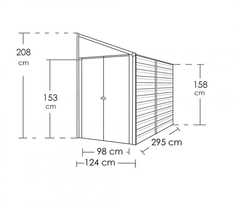 Metall Gerätehaus Anlehnhaus 4x10 grau 295x124x208 cm - werkzeugprofi24.at