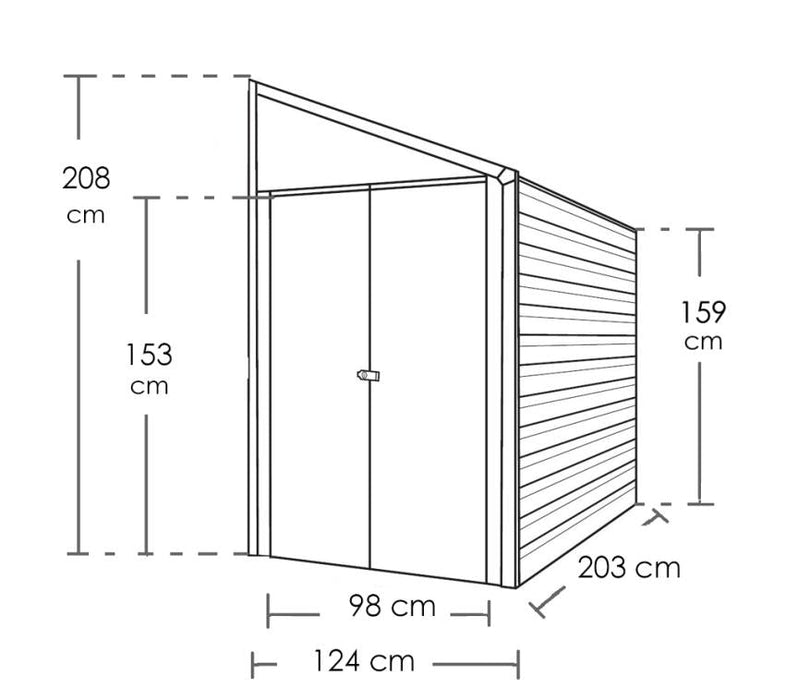 Metall Gerätehaus Anlehnhaus 4x7 grau 203x124x208 cm - werkzeugprofi24.at