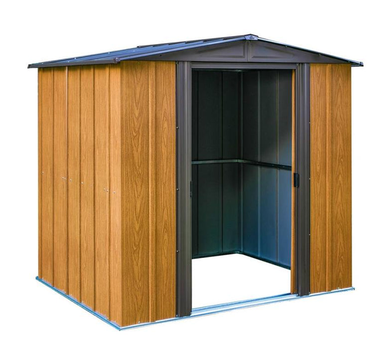 Metall Gerätehaus Woodlake 6x5 holzoptik 194x151x177 cm - werkzeugprofi24.at