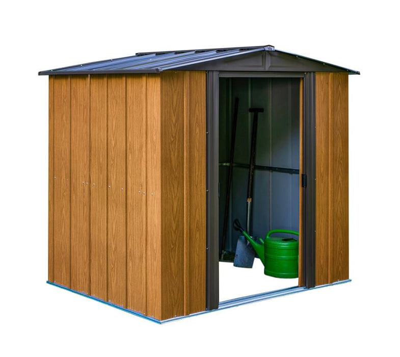 Metall Gerätehaus Woodlake 6x5 holzoptik 194x151x177 cm - werkzeugprofi24.at