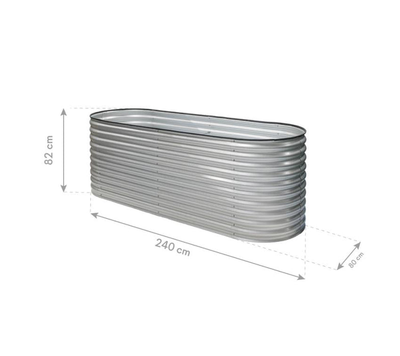 Metall Hochbeet Grow Faster | Silber | 240x80x82 cm - werkzeugprofi24.at