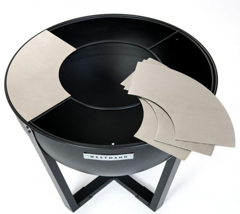 Premium Grill Feuerstelle inkl. Edelstahl Grillplatte schwarz 81x81x62 cm - werkzeugprofi24.at