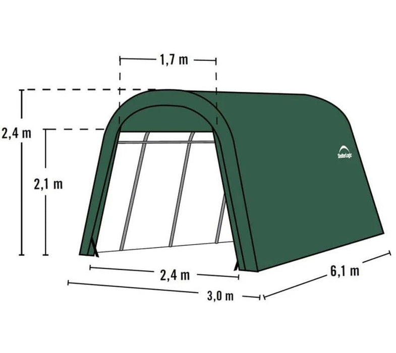 Stahl Folien Zeltgarage Gerätehaus 18,3m² grün 610x300x240 cm - werkzeugprofi24.at