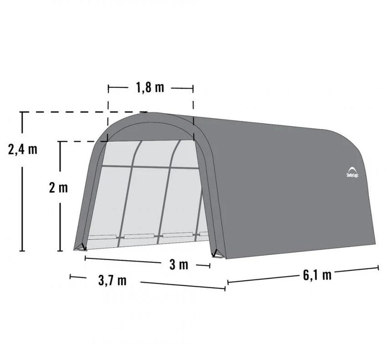 Stahl Folien Zeltgarage Gerätehaus 22,57m² grau 610x370x240 cm - werkzeugprofi24.at