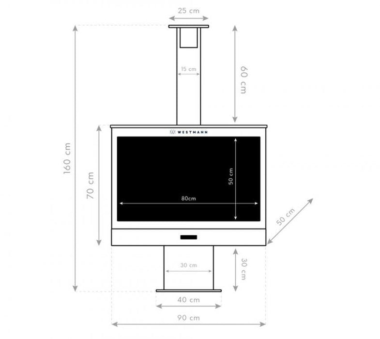 Stahl Grill Gartenkamin Feuerstelle schwarz 41x90x160 cm - werkzeugprofi24.at