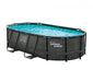 Stahlrahmen Aufstellpool Active Frame Rattanoptik grau oval 424x250x100 cm - werkzeugprofi24.at